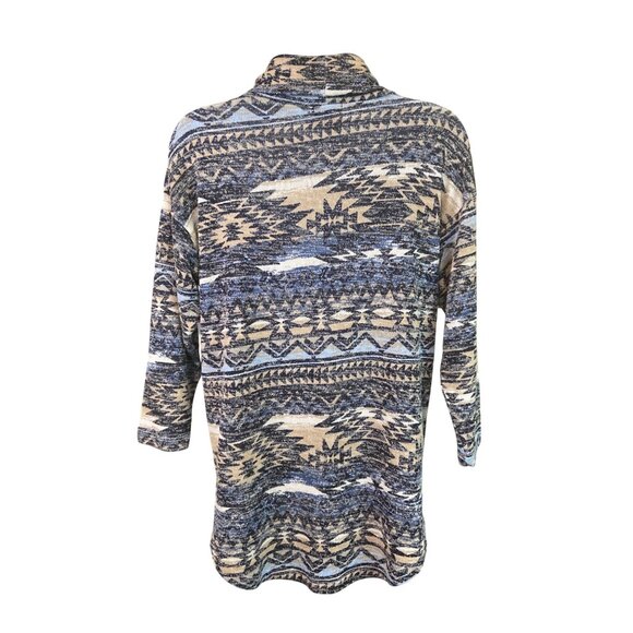 New Directions Tunic Top Small Aztec Print Cowl Neck Boho Southwestern Cozy - Picture 3 of 8